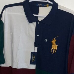 POLO RALPH LAUREN BIG & TALL EMBROIDERED PONY COLOR BLOCK POLO SHIRT 4XB NWT